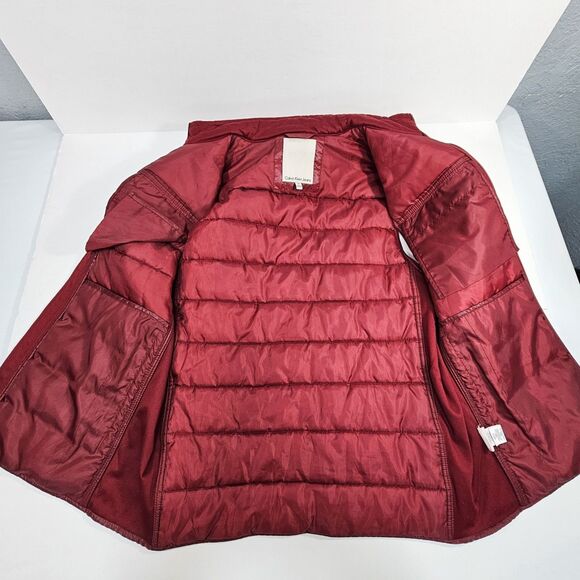Calvin Klein Jeans Red Puffer Vest Men's Size M Quilted Zip Up - Picture 4 of 7